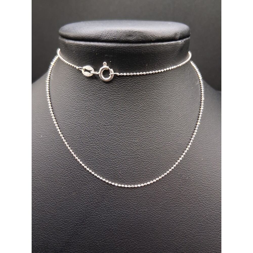 18" Italian Ball Chain, 1 mm, 925 Sterling Silver, Very Sparkly, Stamped Italy